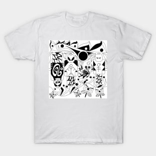 the brick scheme in totem ecopop tribal art with soccer and toys in line T-Shirt